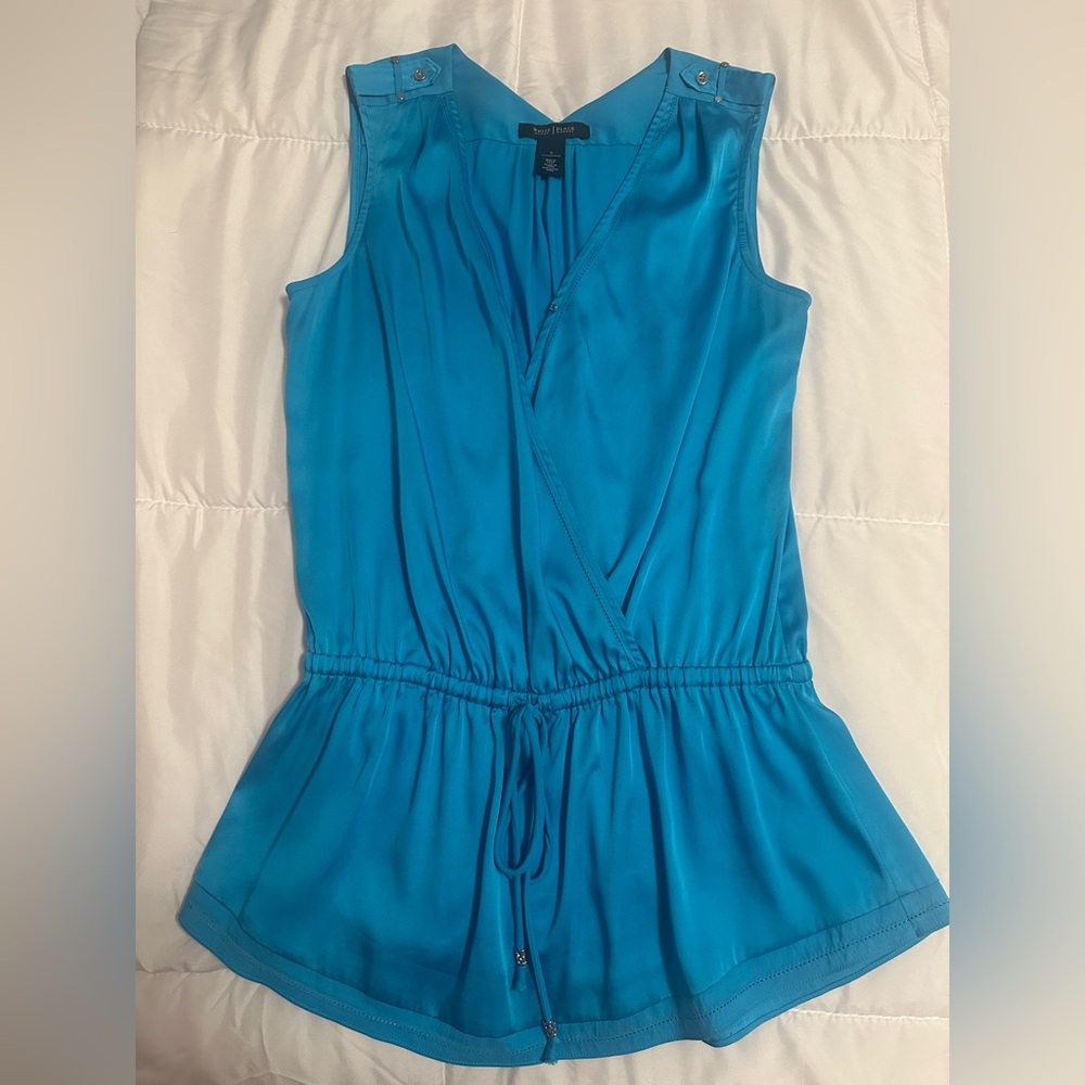 White House Black Market Vibrant Blue Wrap Blouse